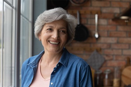 Woman smiling with dentures