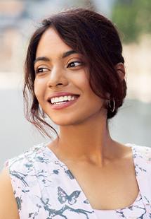 woman smiling in the TCU area