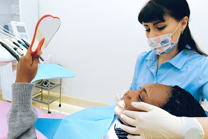 Woman at consultation for a smile makeover