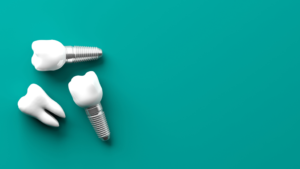 dental implants against a green background