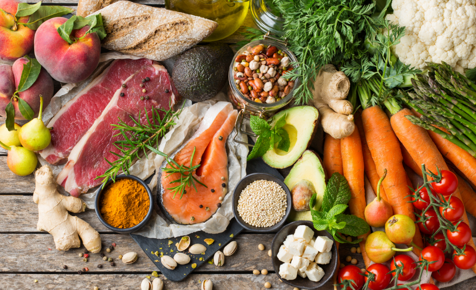 Array of healthy food